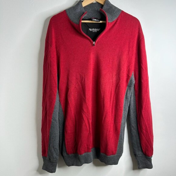 Mizuno Sweater Mens Extra Large Red Gray 1/4 Zip WindLite Flex Windproof Golf - Picture 1 of 10